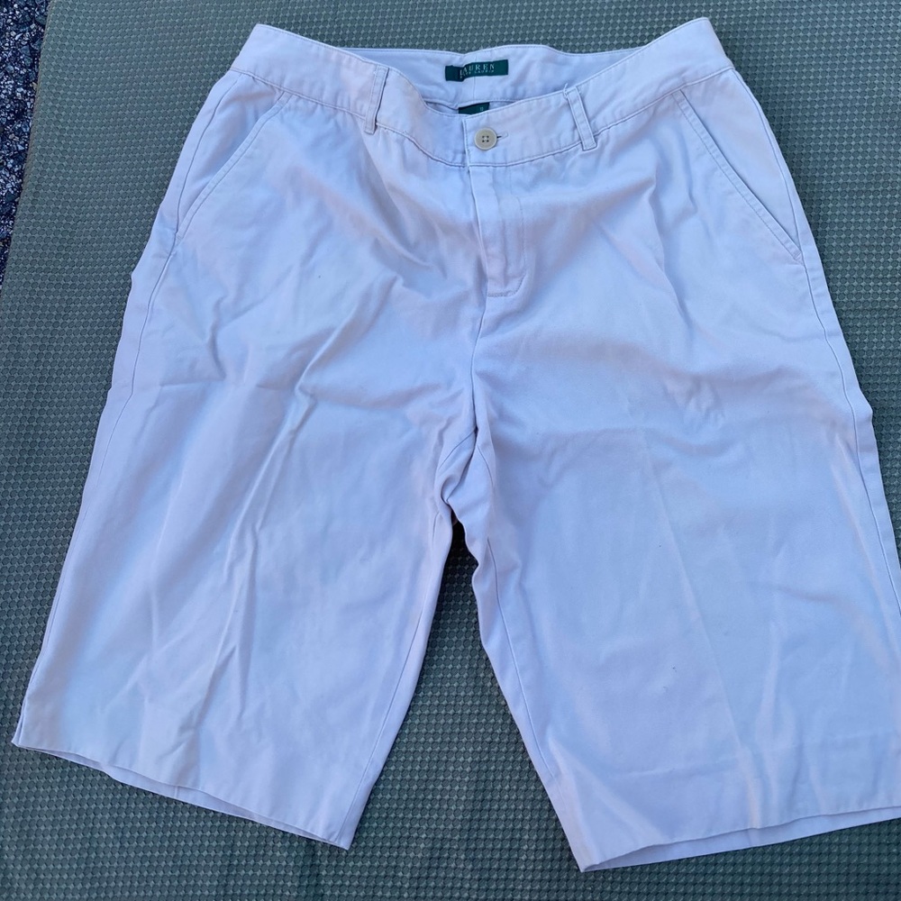 Ralph Lauren White Women's Flat Front Shorts